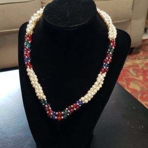 Colorful braided necklace